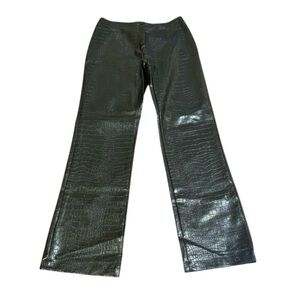 Currants Black Croc-Embossed Flare Pants size 7